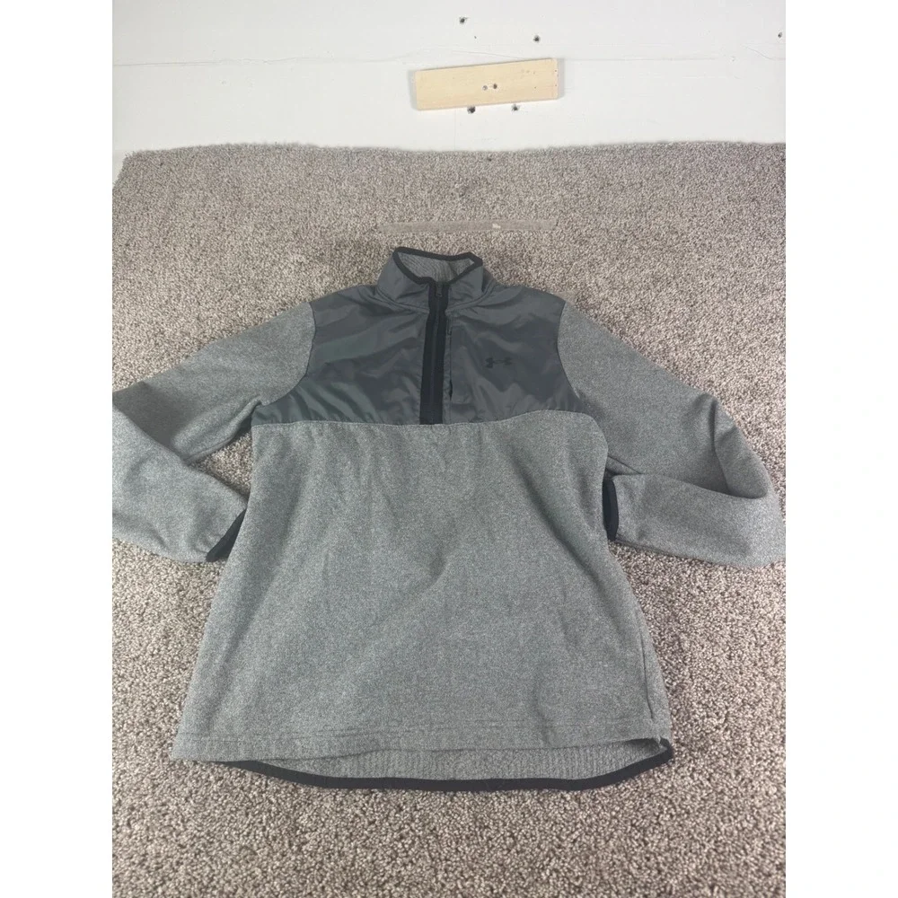 Under Armour ColdGear Mens Small Gray 1/4 Zip Fleece Pullover Jacket Sweater